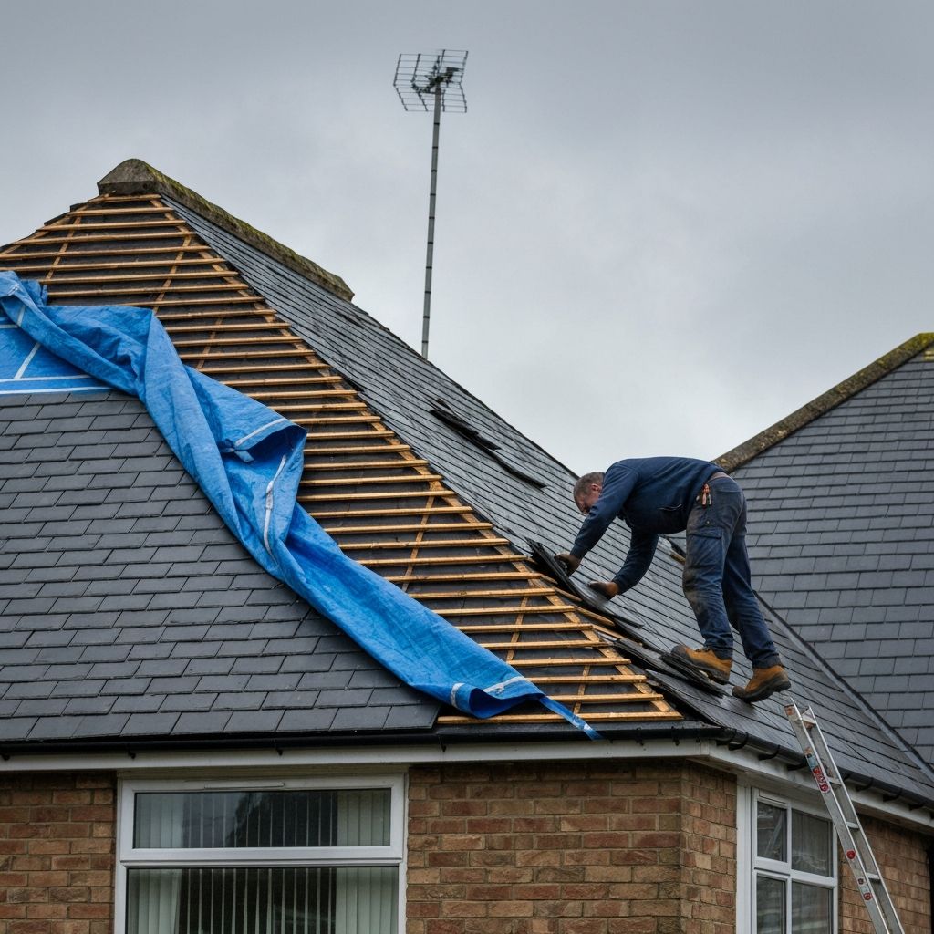 Emergency roof repair after storm